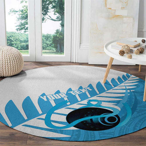New Zealand Lawn Bowls Prostate Cancer Custom Round Carpet Aotearoa Maori Silver Fern Blue Ribbon - Aussie Hoodie