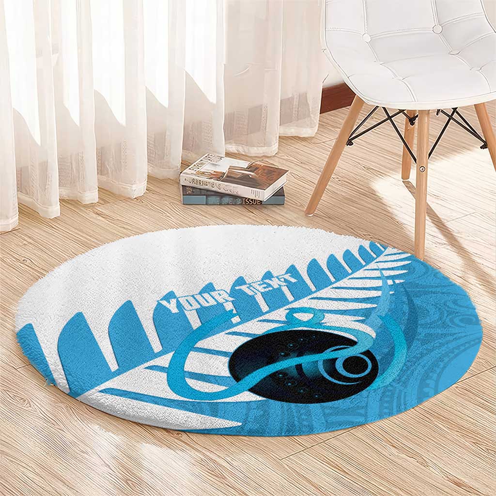 New Zealand Lawn Bowls Prostate Cancer Custom Round Carpet Aotearoa Maori Silver Fern Blue Ribbon - Aussie Hoodie