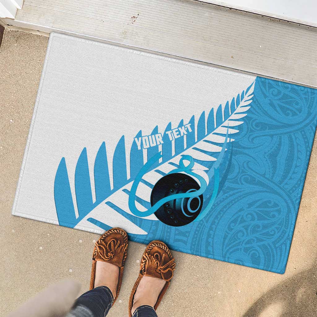 New Zealand Lawn Bowls Prostate Cancer Custom Rubber Doormat Aotearoa Maori Silver Fern Blue Ribbon - Aussie Hoodie
