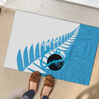 New Zealand Lawn Bowls Prostate Cancer Custom Rubber Doormat Aotearoa Maori Silver Fern Blue Ribbon - Aussie Hoodie