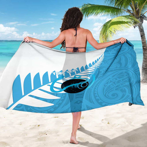 New Zealand Lawn Bowls Prostate Cancer Custom Sarong Aotearoa Maori Silver Fern Blue Ribbon - Aussie Hoodie