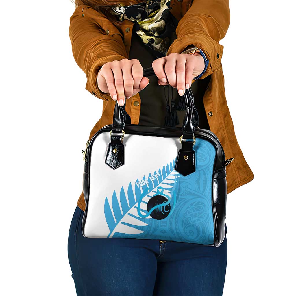 New Zealand Lawn Bowls Prostate Cancer Custom Shoulder Handbag Aotearoa Maori Silver Fern Blue Ribbon - Aussie Hoodie