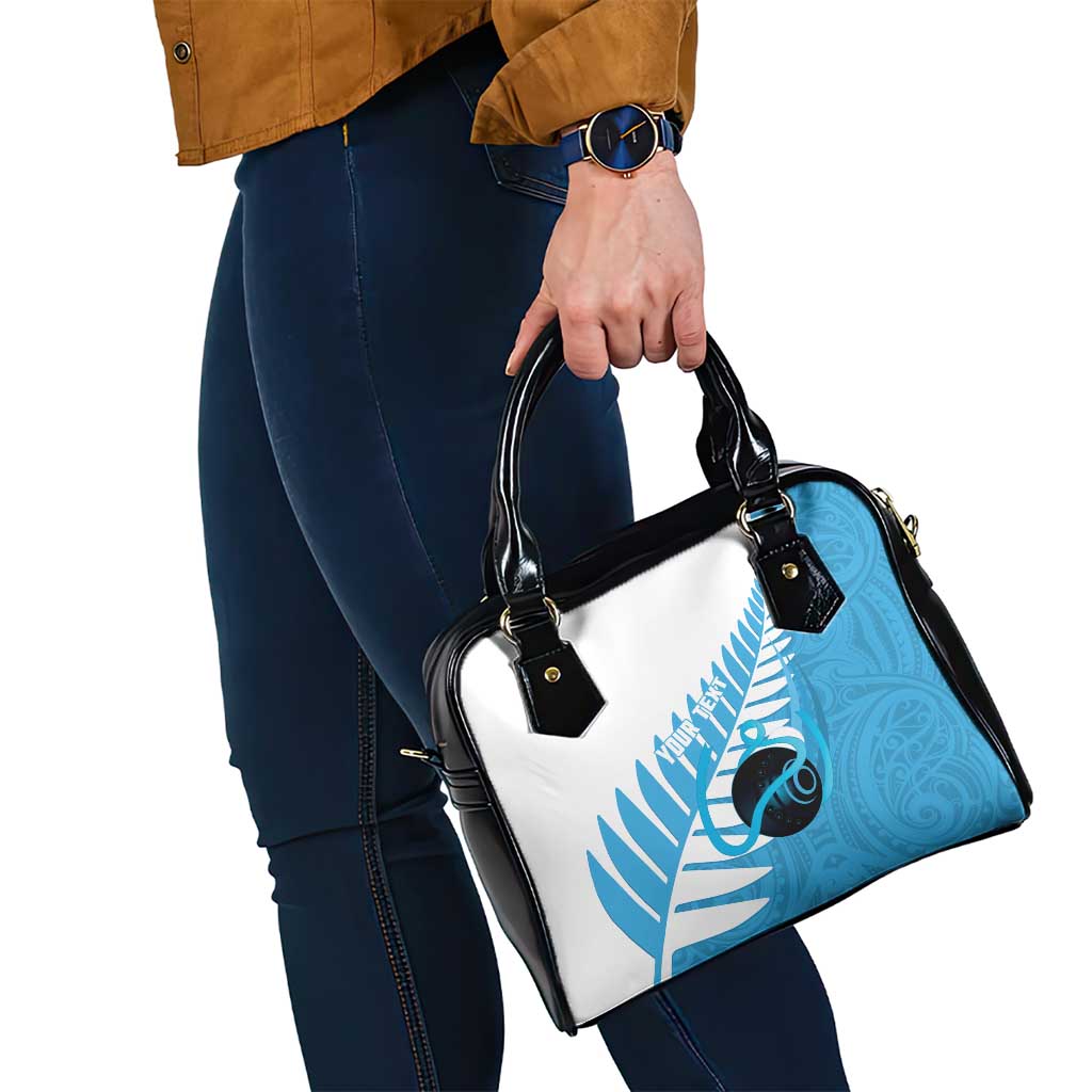 New Zealand Lawn Bowls Prostate Cancer Custom Shoulder Handbag Aotearoa Maori Silver Fern Blue Ribbon - Aussie Hoodie