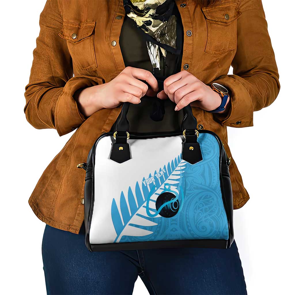 New Zealand Lawn Bowls Prostate Cancer Custom Shoulder Handbag Aotearoa Maori Silver Fern Blue Ribbon - Aussie Hoodie