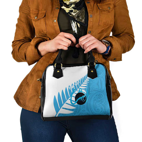New Zealand Lawn Bowls Prostate Cancer Custom Shoulder Handbag Aotearoa Maori Silver Fern Blue Ribbon - Aussie Hoodie