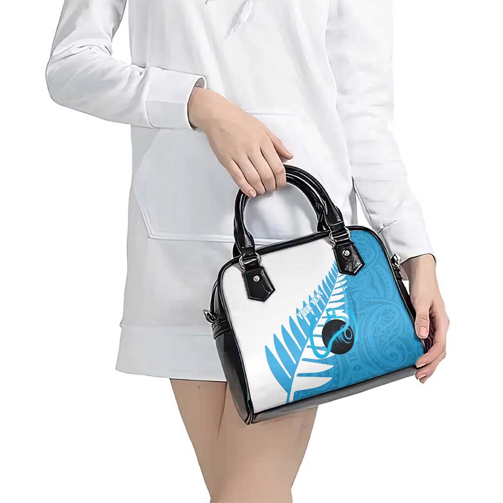 New Zealand Lawn Bowls Prostate Cancer Custom Shoulder Handbag Aotearoa Maori Silver Fern Blue Ribbon - Aussie Hoodie