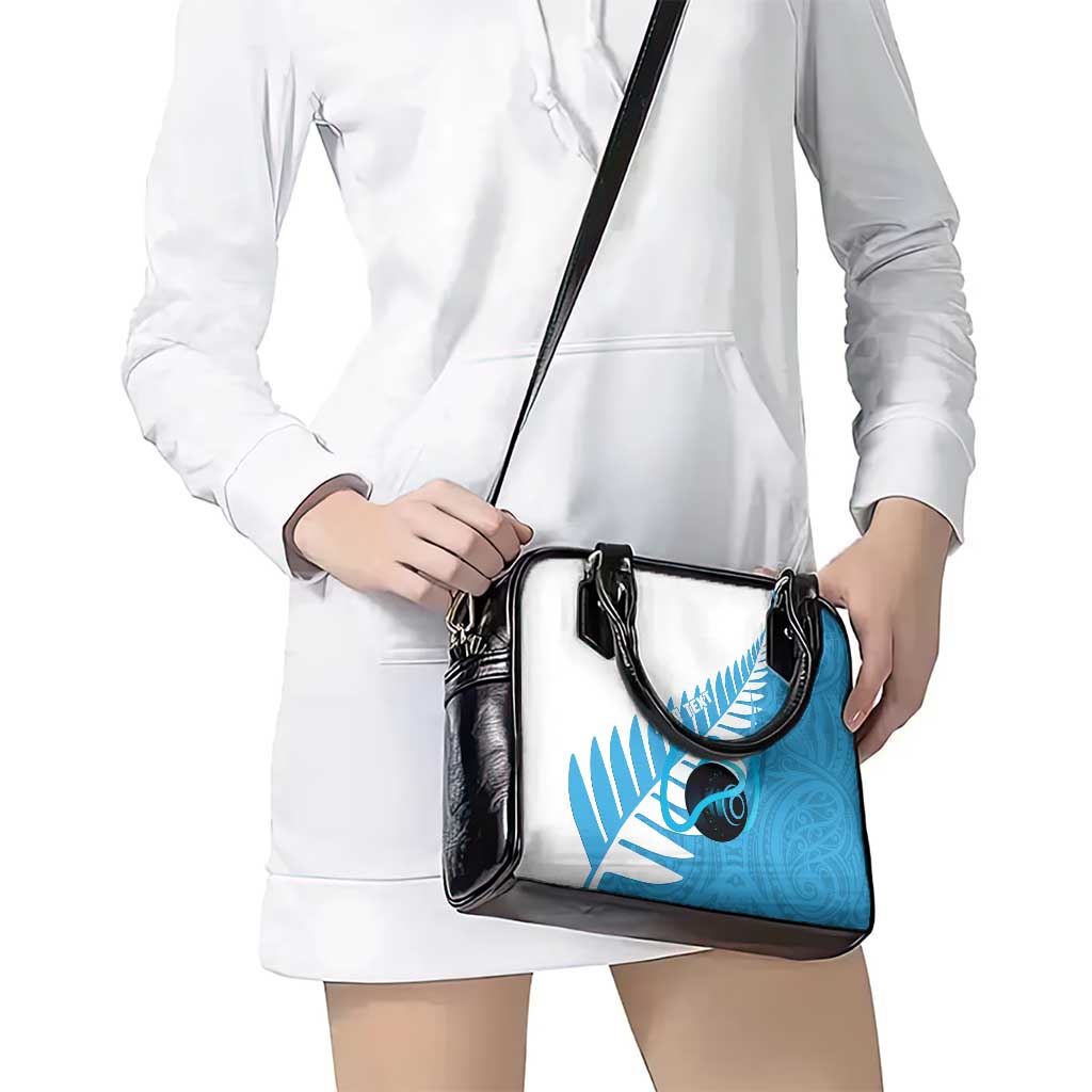 New Zealand Lawn Bowls Prostate Cancer Custom Shoulder Handbag Aotearoa Maori Silver Fern Blue Ribbon - Aussie Hoodie