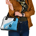 New Zealand Lawn Bowls Prostate Cancer Custom Shoulder Handbag Aotearoa Maori Silver Fern Blue Ribbon - Aussie Hoodie