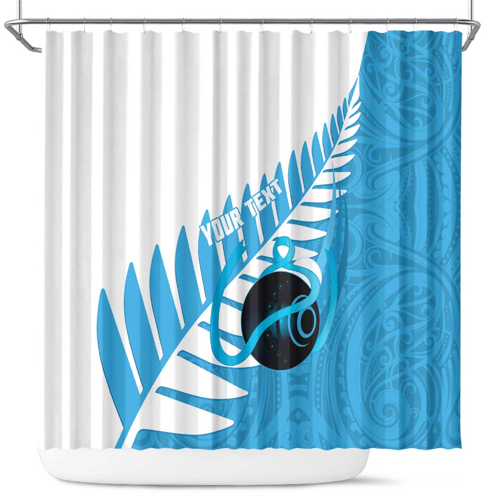 New Zealand Lawn Bowls Prostate Cancer Custom Shower Curtain Aotearoa Maori Silver Fern Blue Ribbon - Aussie Hoodie