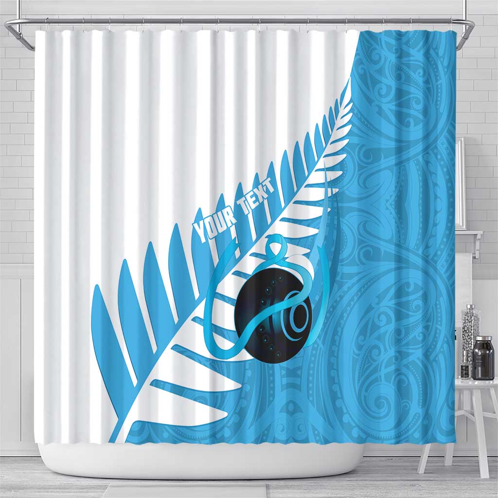 New Zealand Lawn Bowls Prostate Cancer Custom Shower Curtain Aotearoa Maori Silver Fern Blue Ribbon - Aussie Hoodie