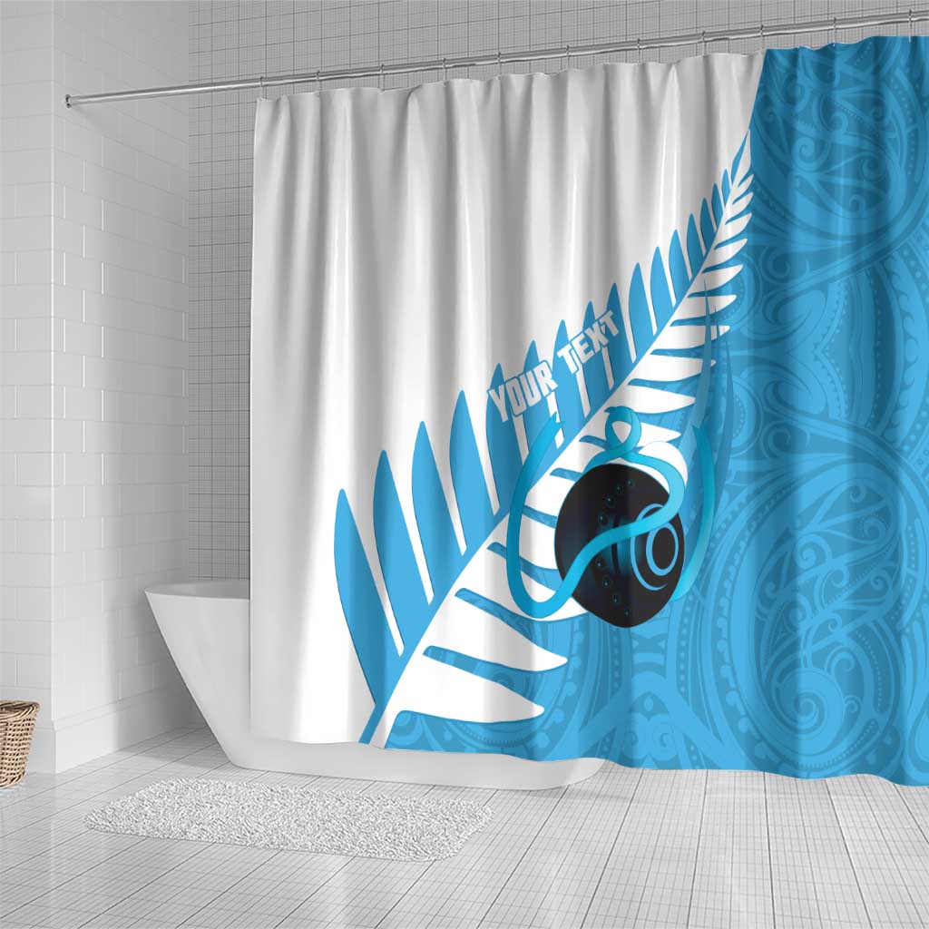 New Zealand Lawn Bowls Prostate Cancer Custom Shower Curtain Aotearoa Maori Silver Fern Blue Ribbon - Aussie Hoodie