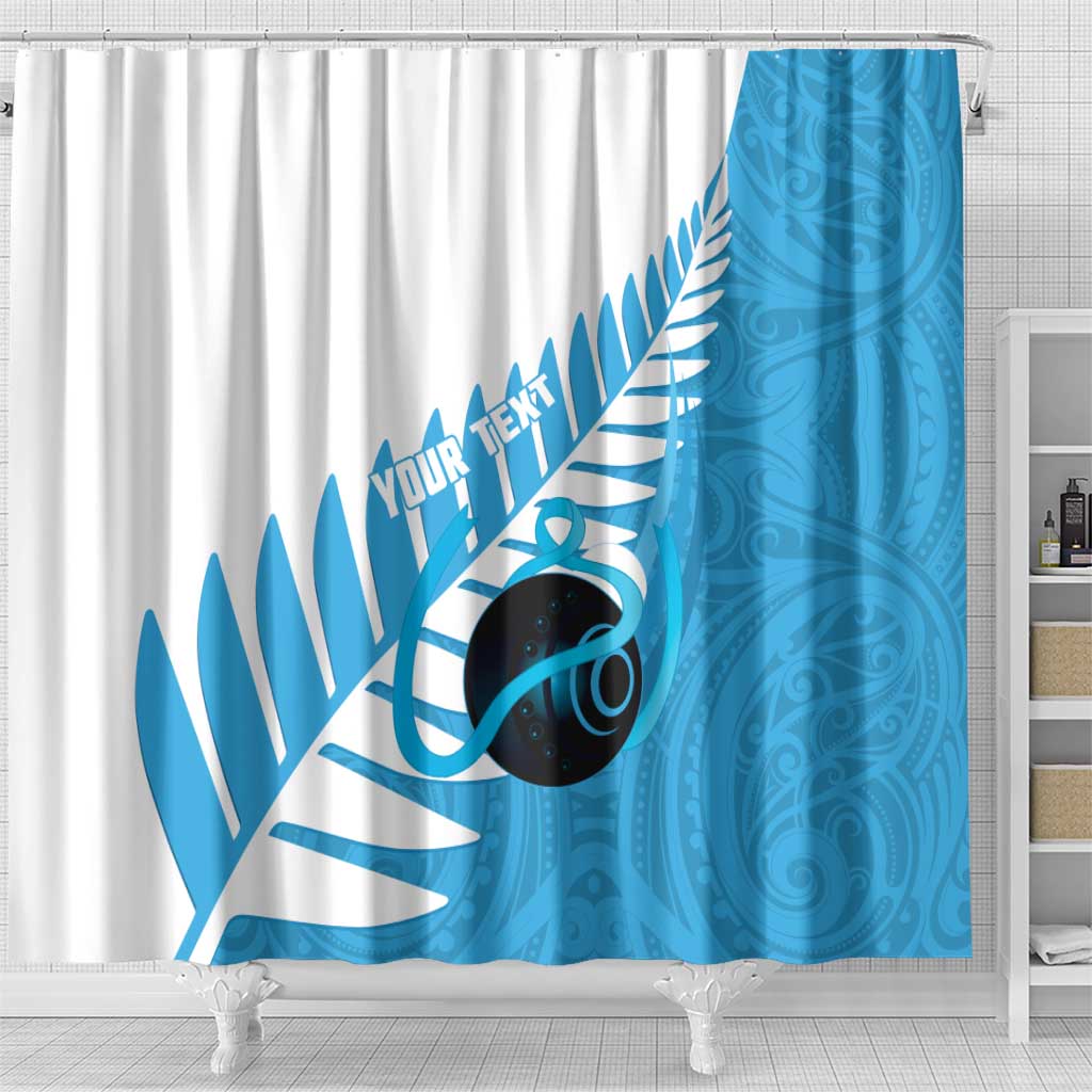 New Zealand Lawn Bowls Prostate Cancer Custom Shower Curtain Aotearoa Maori Silver Fern Blue Ribbon - Aussie Hoodie