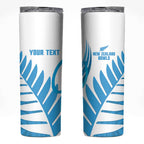 New Zealand Lawn Bowls Prostate Cancer Custom Skinny Tumbler Aotearoa Maori Silver Fern Blue Ribbon - Aussie Hoodie