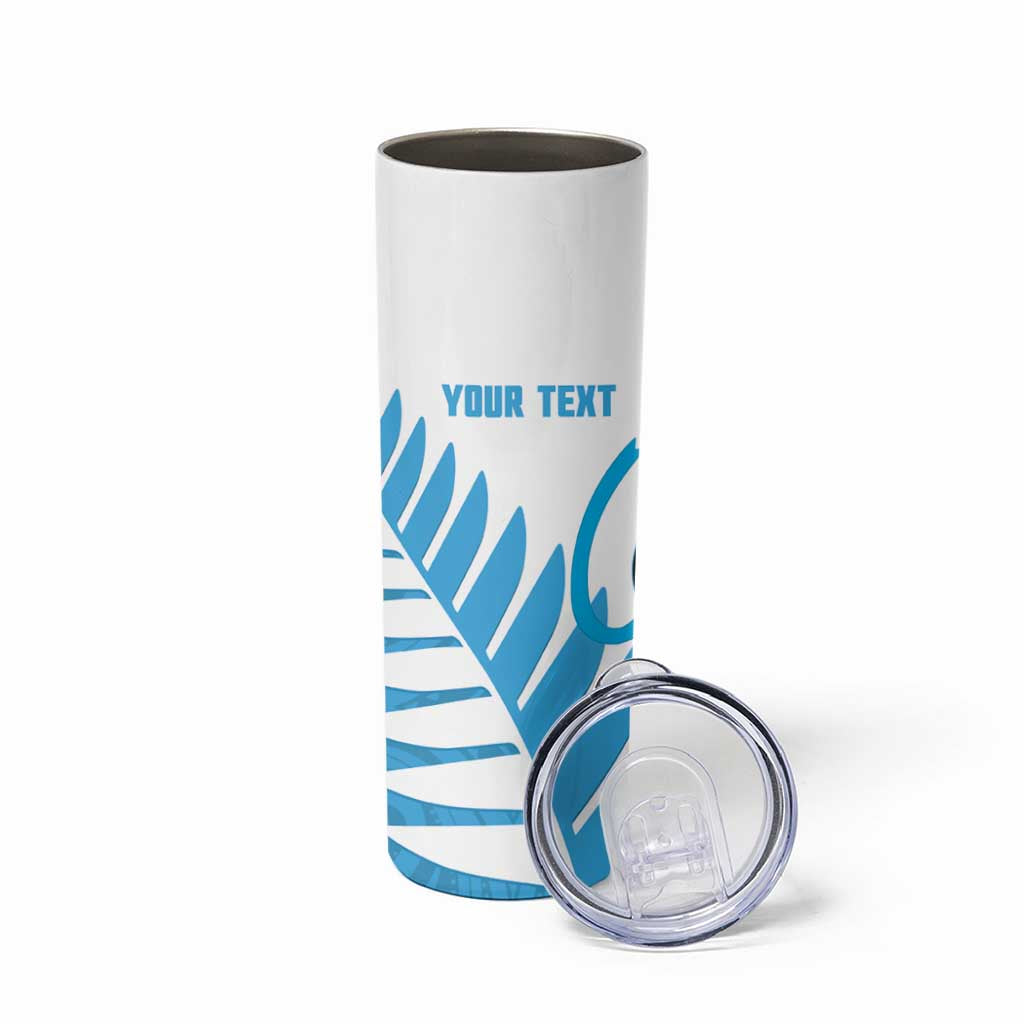 New Zealand Lawn Bowls Prostate Cancer Custom Skinny Tumbler Aotearoa Maori Silver Fern Blue Ribbon - Aussie Hoodie