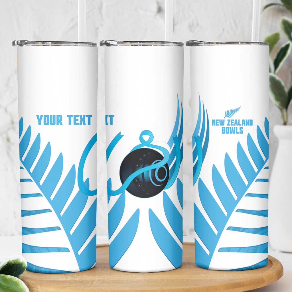 New Zealand Lawn Bowls Prostate Cancer Custom Skinny Tumbler Aotearoa Maori Silver Fern Blue Ribbon - Aussie Hoodie