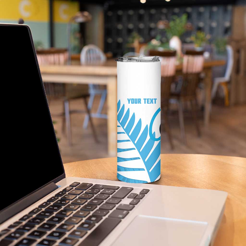 New Zealand Lawn Bowls Prostate Cancer Custom Skinny Tumbler Aotearoa Maori Silver Fern Blue Ribbon - Aussie Hoodie