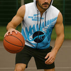 New Zealand Lawn Bowls Prostate Cancer Custom Sleeveless Zip Hoodie Aotearoa Maori Silver Fern Blue Ribbon LT14