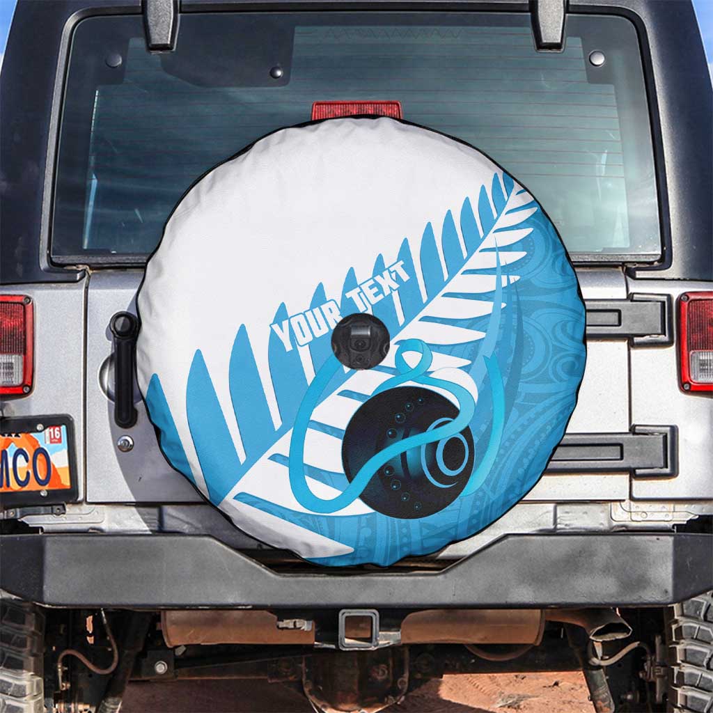New Zealand Lawn Bowls Prostate Cancer Custom Spare Tire Cover Aotearoa Maori Silver Fern Blue Ribbon - Aussie Hoodie