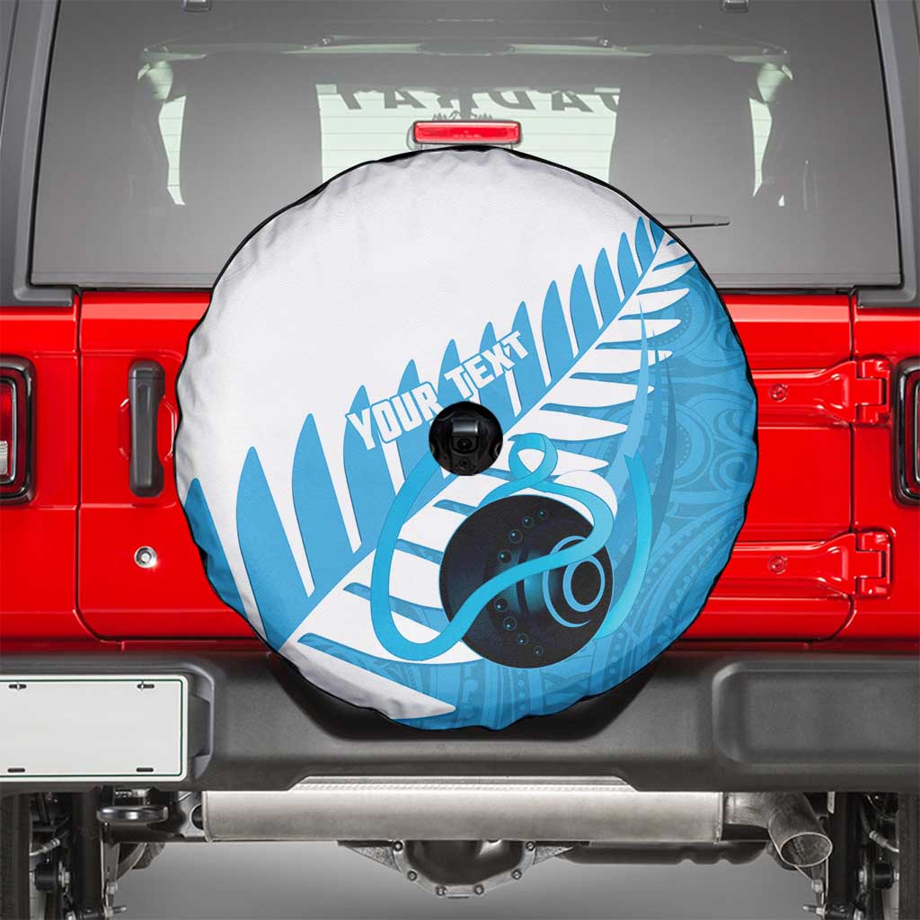 New Zealand Lawn Bowls Prostate Cancer Custom Spare Tire Cover Aotearoa Maori Silver Fern Blue Ribbon - Aussie Hoodie