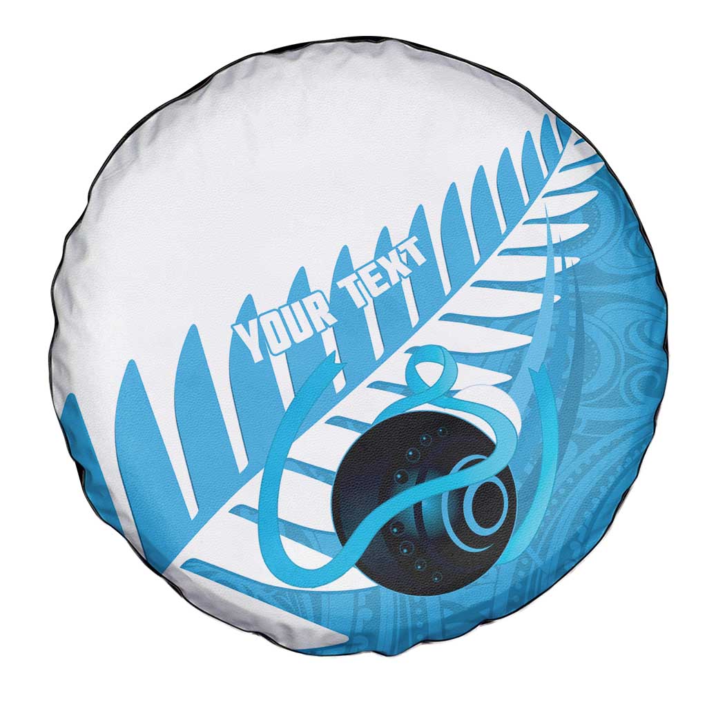 New Zealand Lawn Bowls Prostate Cancer Custom Spare Tire Cover Aotearoa Maori Silver Fern Blue Ribbon - Aussie Hoodie