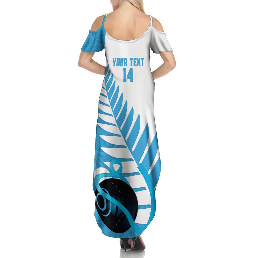 New Zealand Lawn Bowls Prostate Cancer Custom Summer Maxi Dress Aotearoa Maori Silver Fern Blue Ribbon - Aussie Hoodie