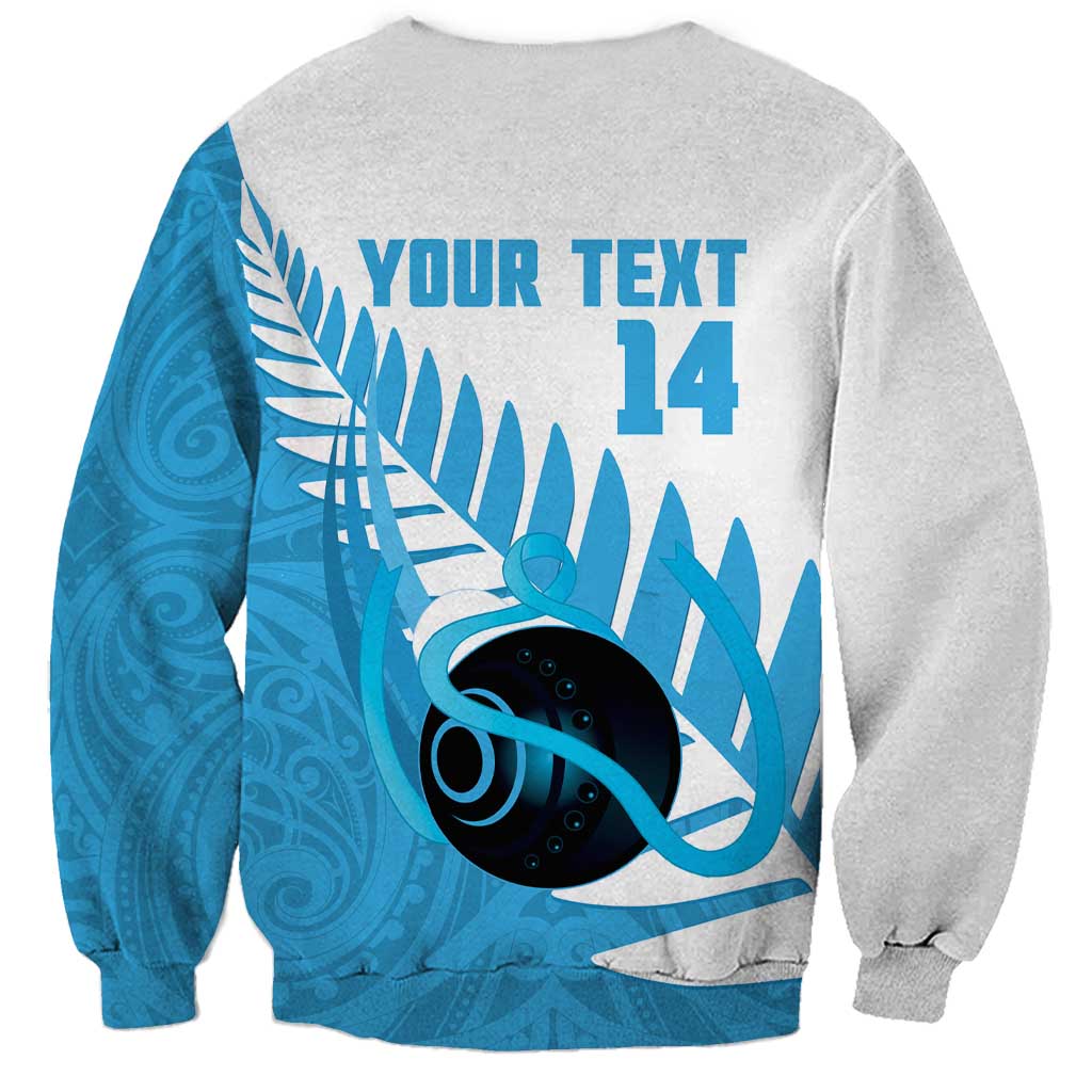New Zealand Lawn Bowls Prostate Cancer Custom Sweatshirt Aotearoa Maori Silver Fern Blue Ribbon - Aussie Hoodie