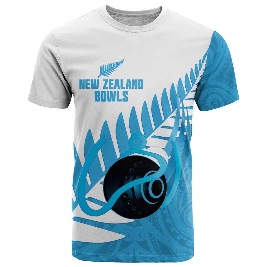 New Zealand Lawn Bowls Prostate Cancer Custom T Shirt Aotearoa Maori Silver Fern Blue Ribbon - Aussie Hoodie