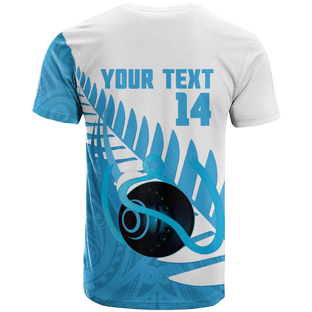 New Zealand Lawn Bowls Prostate Cancer Custom T Shirt Aotearoa Maori Silver Fern Blue Ribbon - Aussie Hoodie