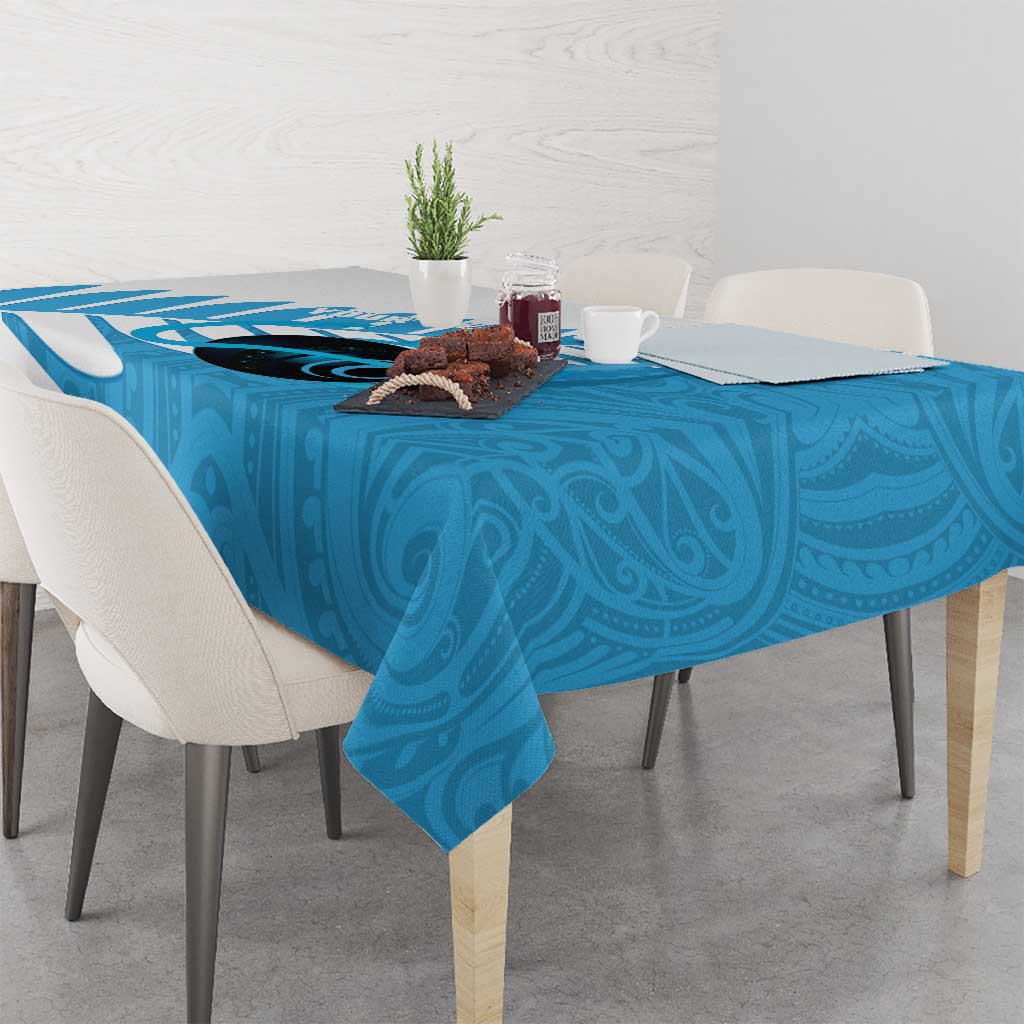 New Zealand Lawn Bowls Prostate Cancer Custom Tablecloth Aotearoa Maori Silver Fern Blue Ribbon - Aussie Hoodie