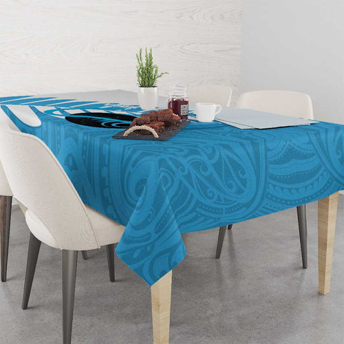 New Zealand Lawn Bowls Prostate Cancer Custom Tablecloth Aotearoa Maori Silver Fern Blue Ribbon - Aussie Hoodie