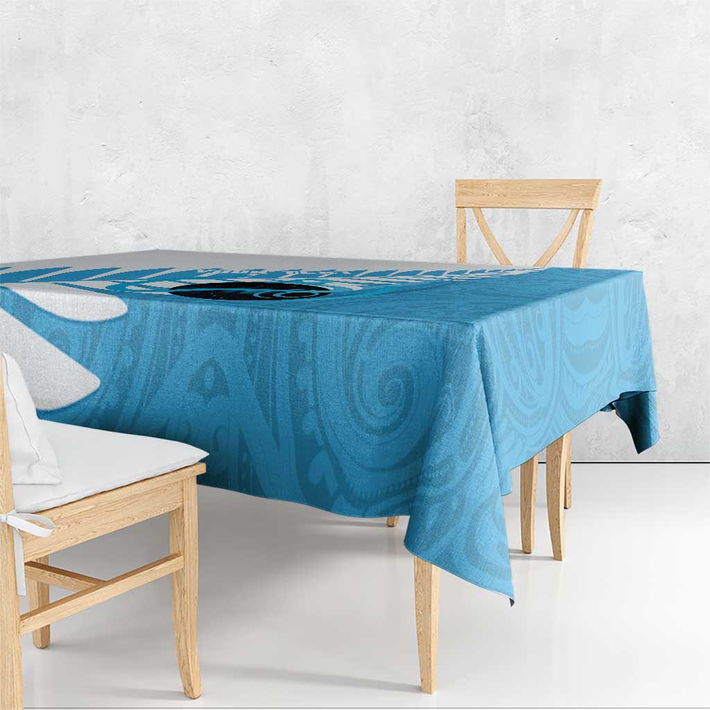 New Zealand Lawn Bowls Prostate Cancer Custom Tablecloth Aotearoa Maori Silver Fern Blue Ribbon - Aussie Hoodie