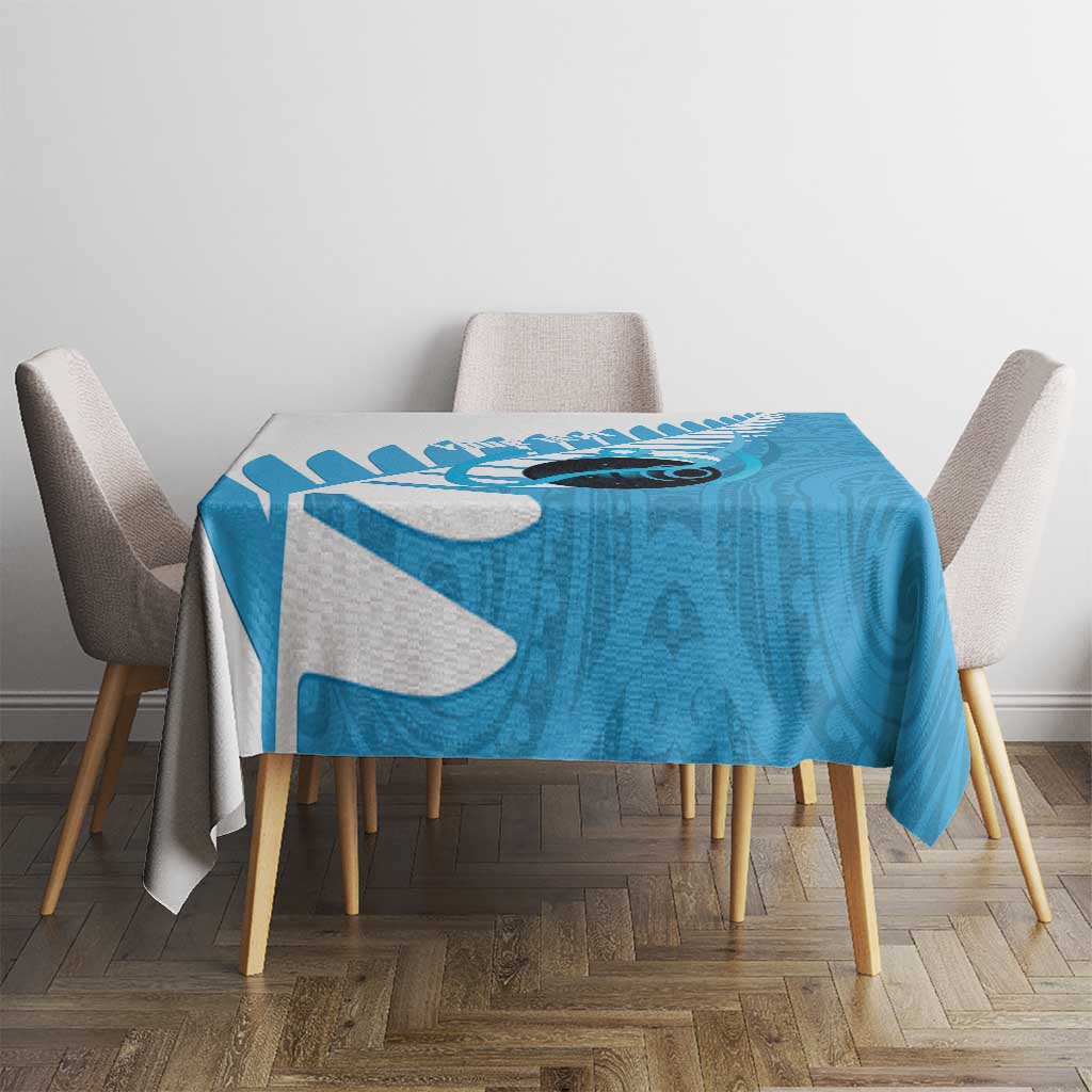 New Zealand Lawn Bowls Prostate Cancer Custom Tablecloth Aotearoa Maori Silver Fern Blue Ribbon - Aussie Hoodie