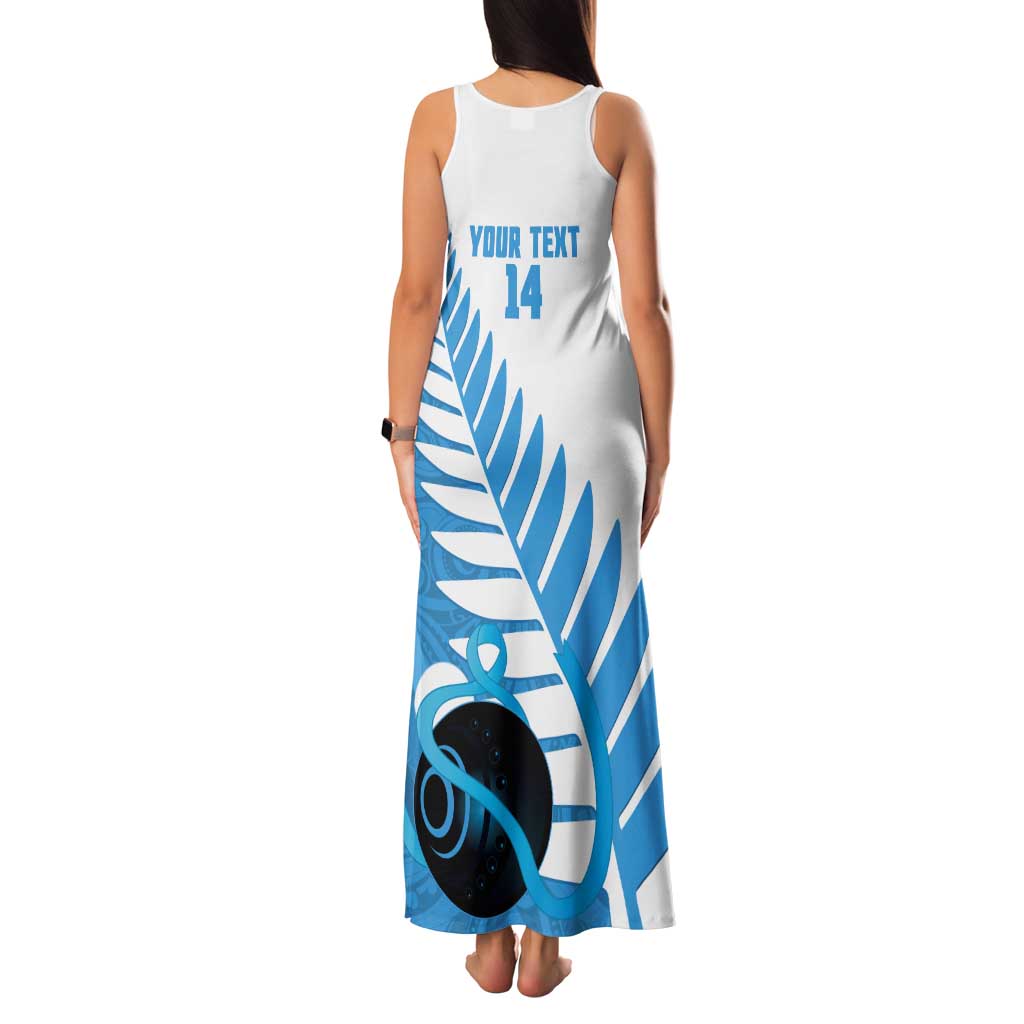 New Zealand Lawn Bowls Prostate Cancer Custom Tank Maxi Dress Aotearoa Maori Silver Fern Blue Ribbon - Aussie Hoodie