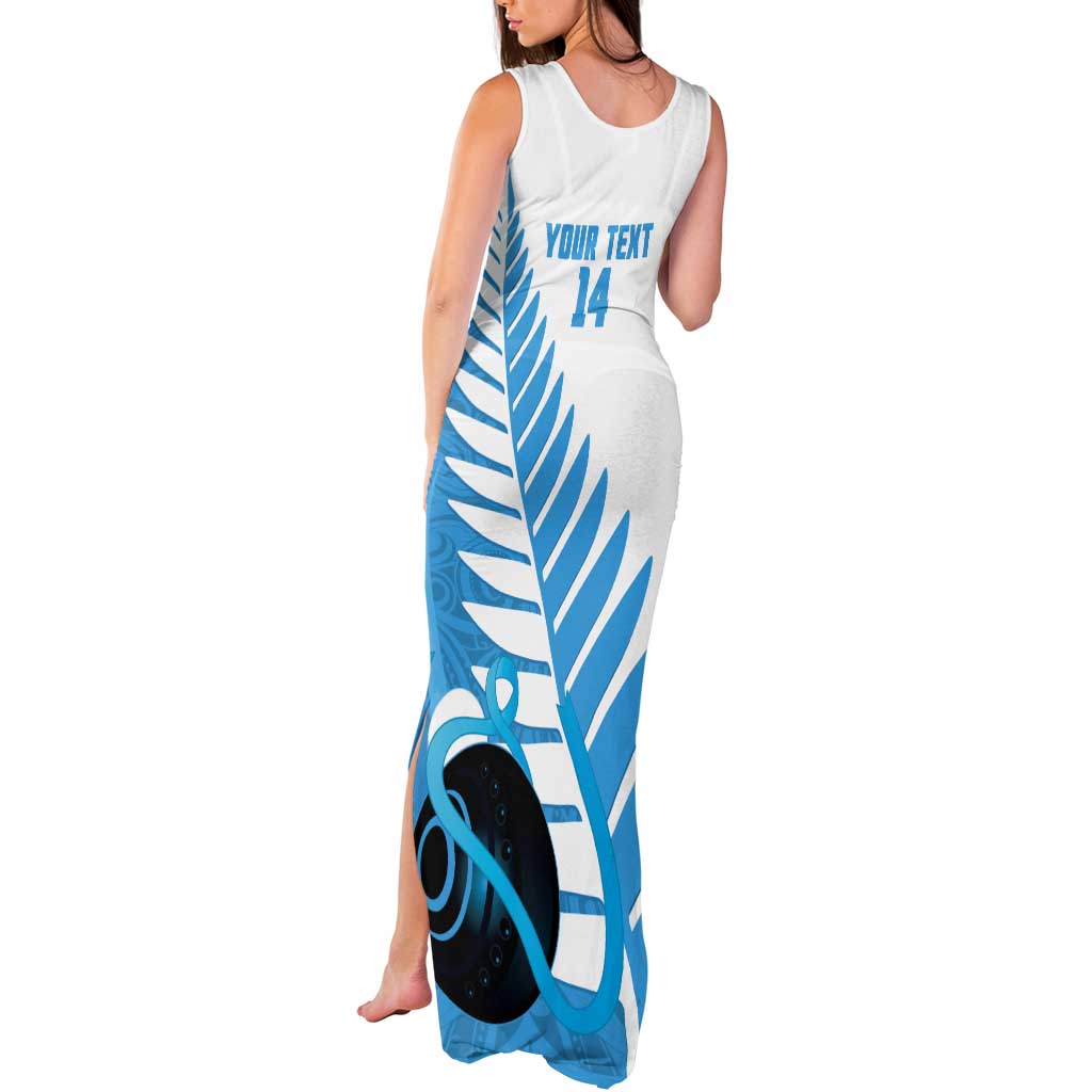 New Zealand Lawn Bowls Prostate Cancer Custom Tank Maxi Dress Aotearoa Maori Silver Fern Blue Ribbon - Aussie Hoodie