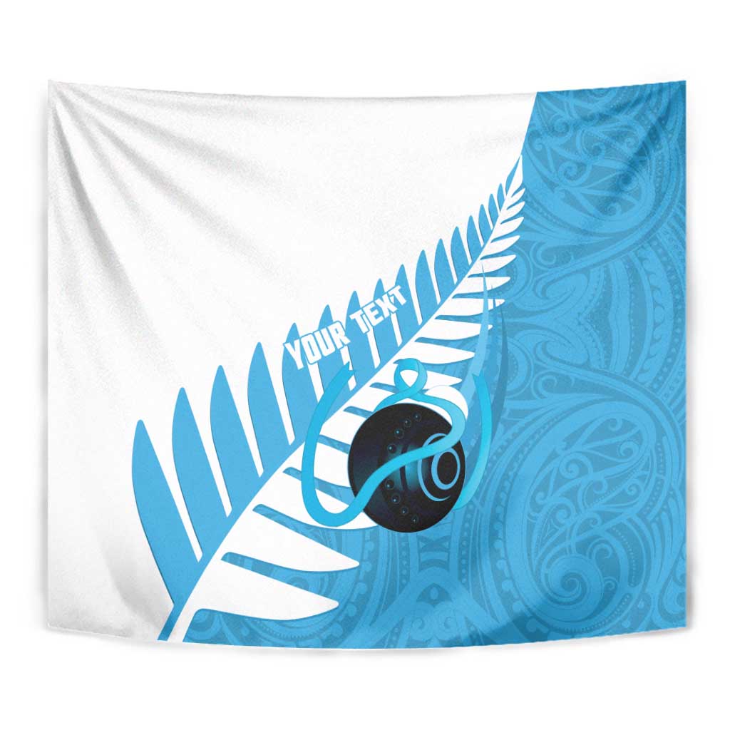 New Zealand Lawn Bowls Prostate Cancer Custom Tapestry Aotearoa Maori Silver Fern Blue Ribbon - Aussie Hoodie