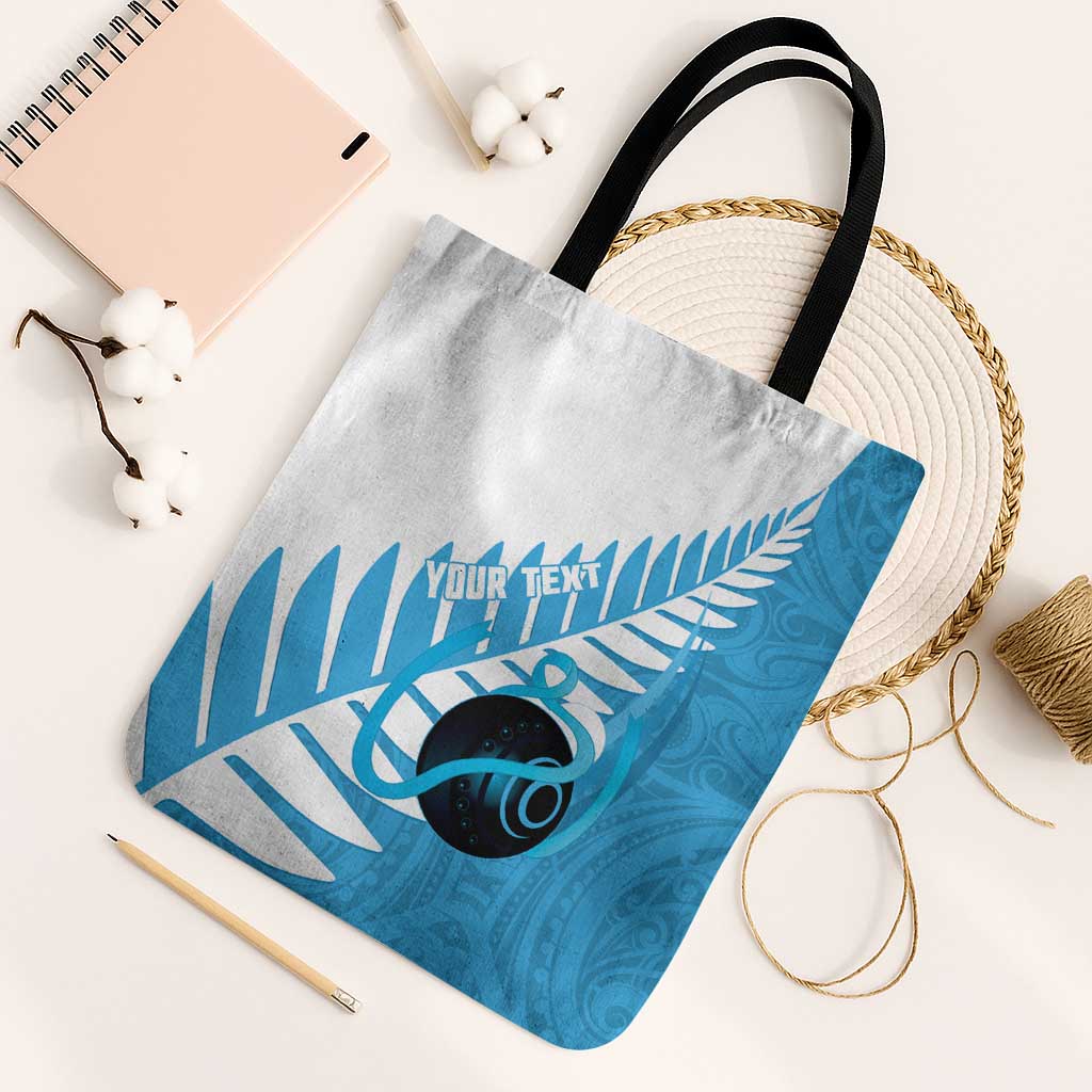 New Zealand Lawn Bowls Prostate Cancer Custom Tote Bag Aotearoa Maori Silver Fern Blue Ribbon - Aussie Hoodie