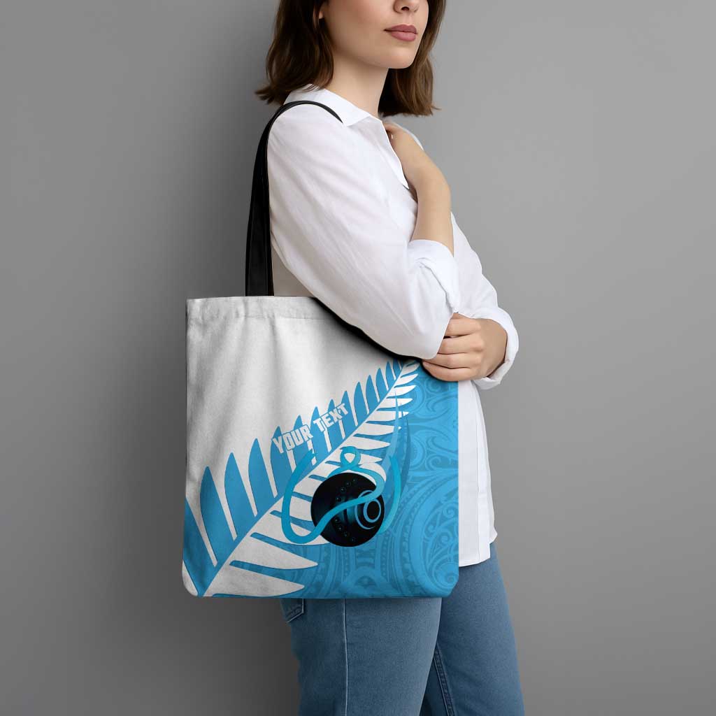 New Zealand Lawn Bowls Prostate Cancer Custom Tote Bag Aotearoa Maori Silver Fern Blue Ribbon - Aussie Hoodie