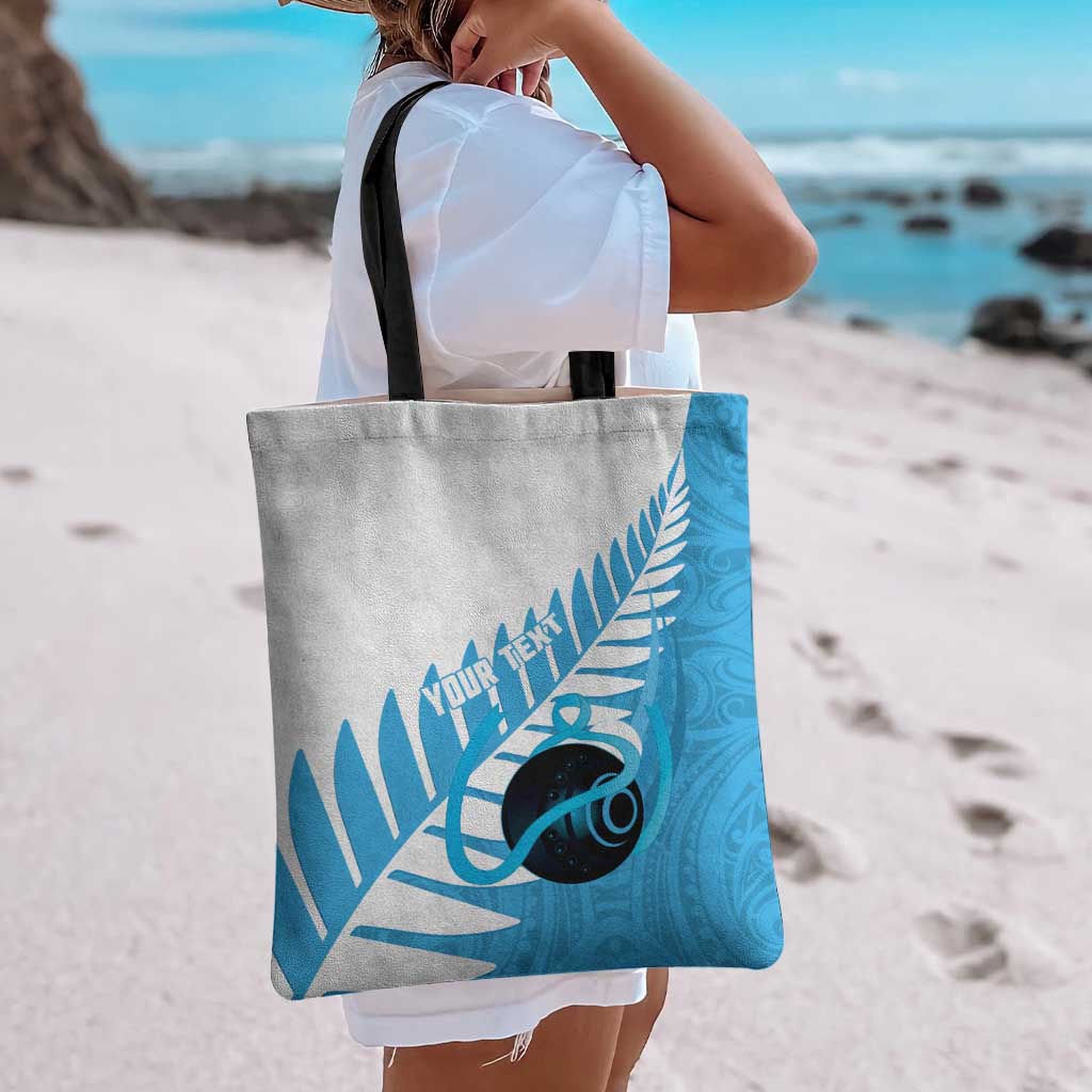 New Zealand Lawn Bowls Prostate Cancer Custom Tote Bag Aotearoa Maori Silver Fern Blue Ribbon - Aussie Hoodie