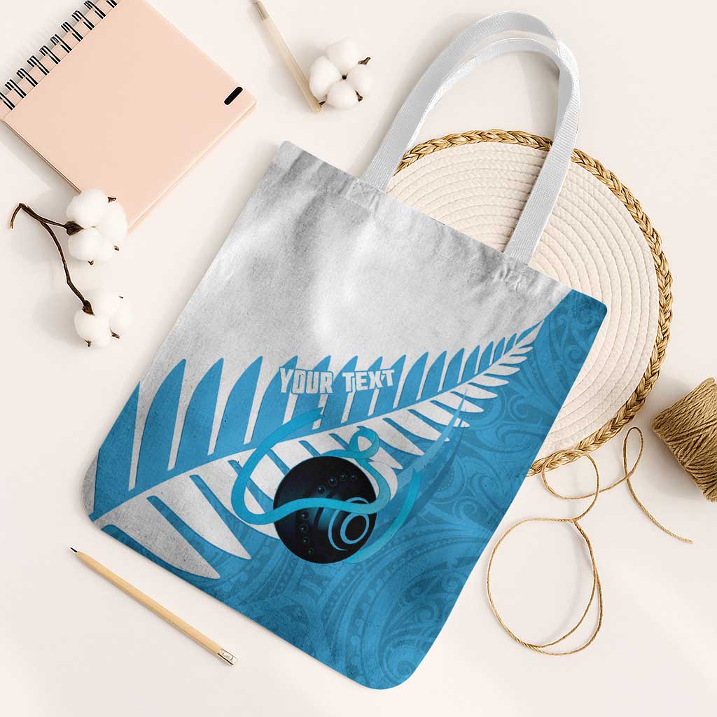 New Zealand Lawn Bowls Prostate Cancer Custom Tote Bag Aotearoa Maori Silver Fern Blue Ribbon - Aussie Hoodie
