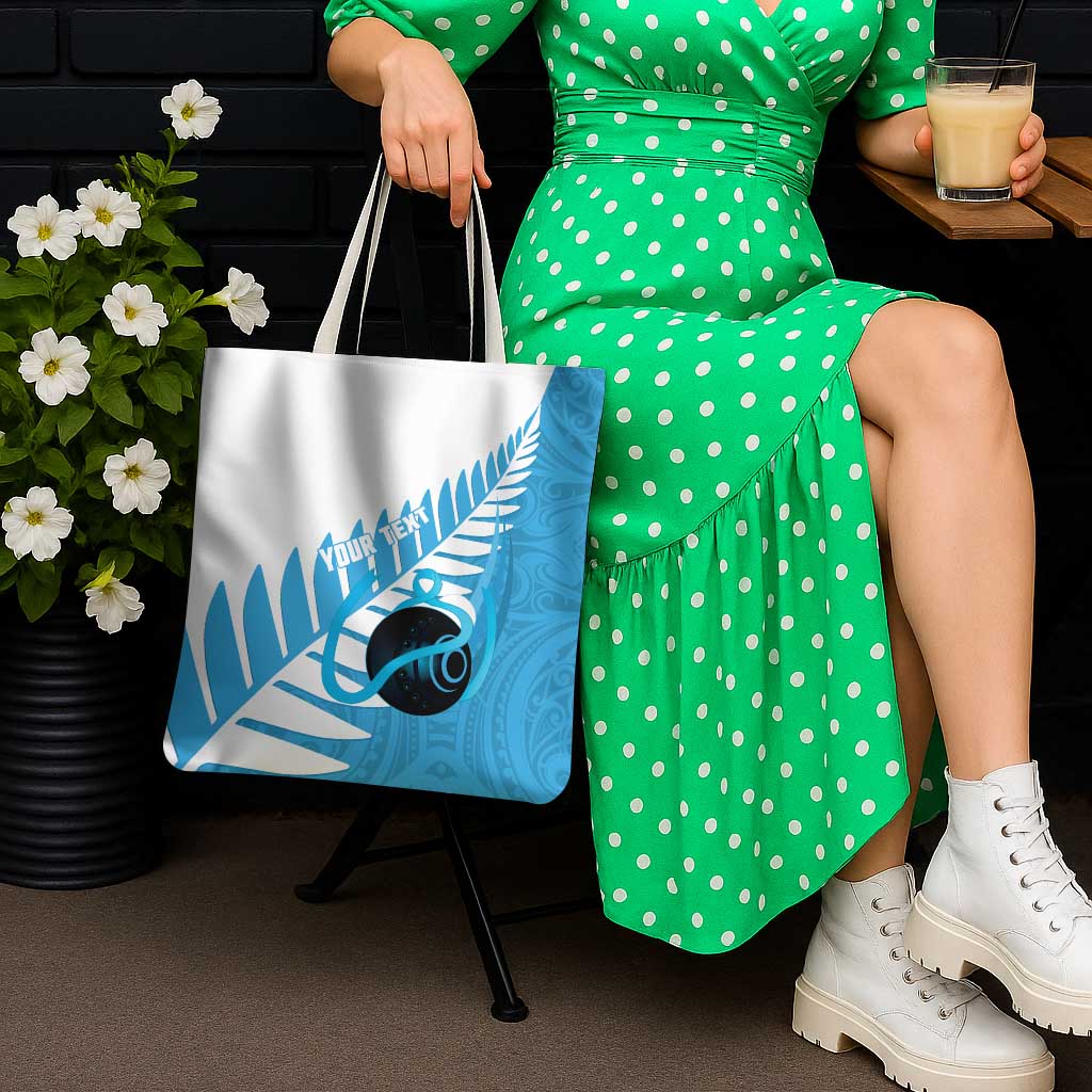 New Zealand Lawn Bowls Prostate Cancer Custom Tote Bag Aotearoa Maori Silver Fern Blue Ribbon - Aussie Hoodie