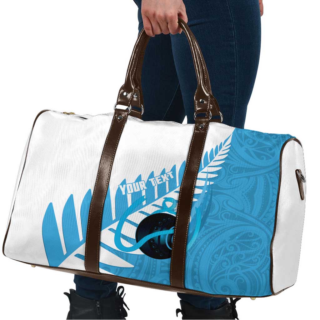 New Zealand Lawn Bowls Prostate Cancer Custom Travel Bag Aotearoa Maori Silver Fern Blue Ribbon - Aussie Hoodie