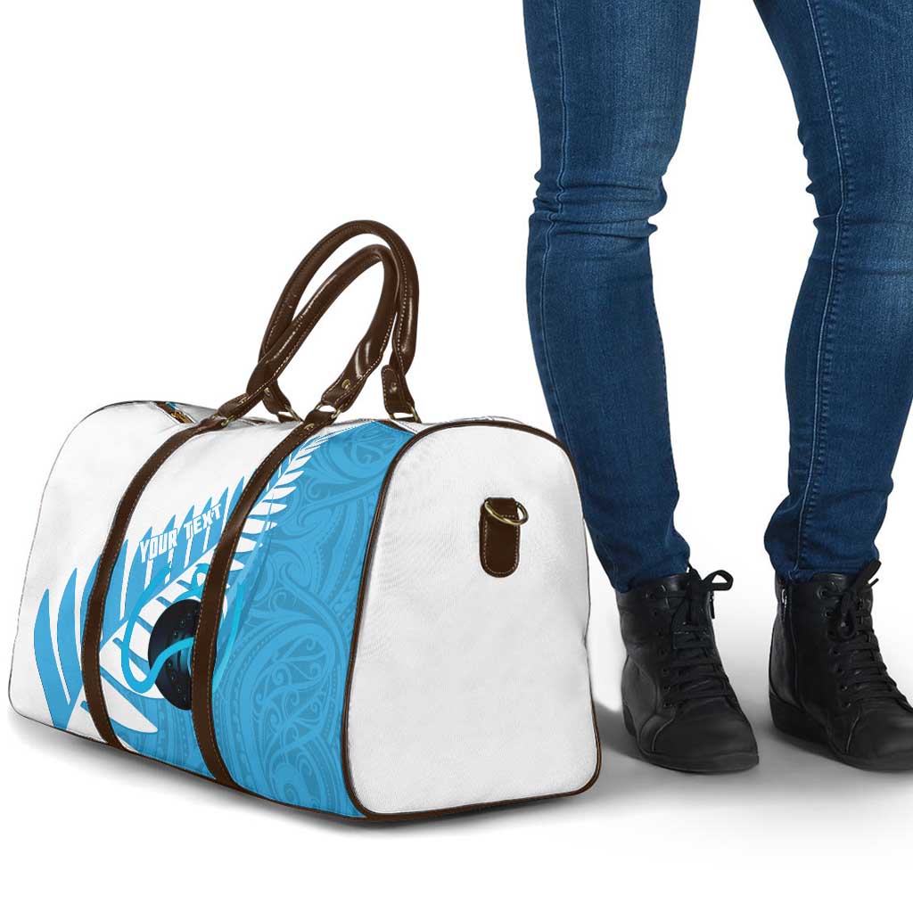 New Zealand Lawn Bowls Prostate Cancer Custom Travel Bag Aotearoa Maori Silver Fern Blue Ribbon - Aussie Hoodie