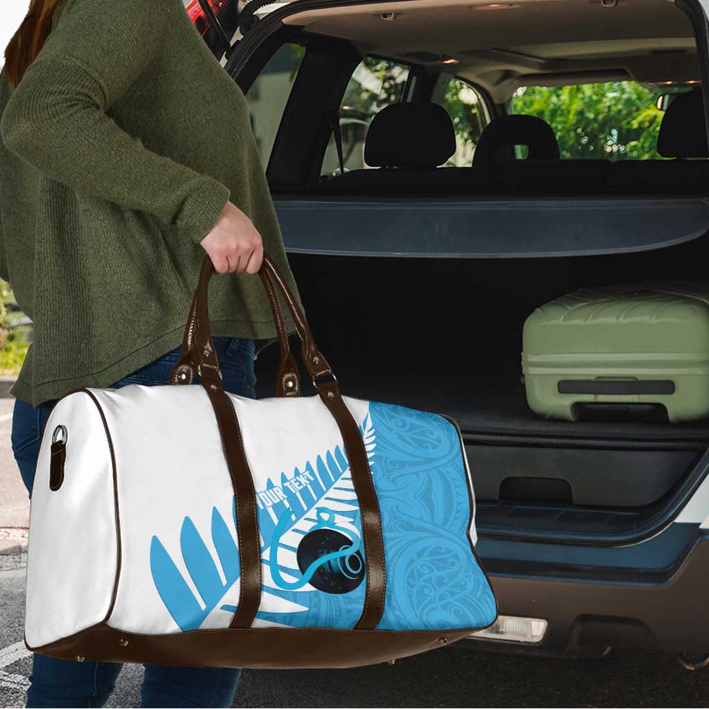New Zealand Lawn Bowls Prostate Cancer Custom Travel Bag Aotearoa Maori Silver Fern Blue Ribbon - Aussie Hoodie