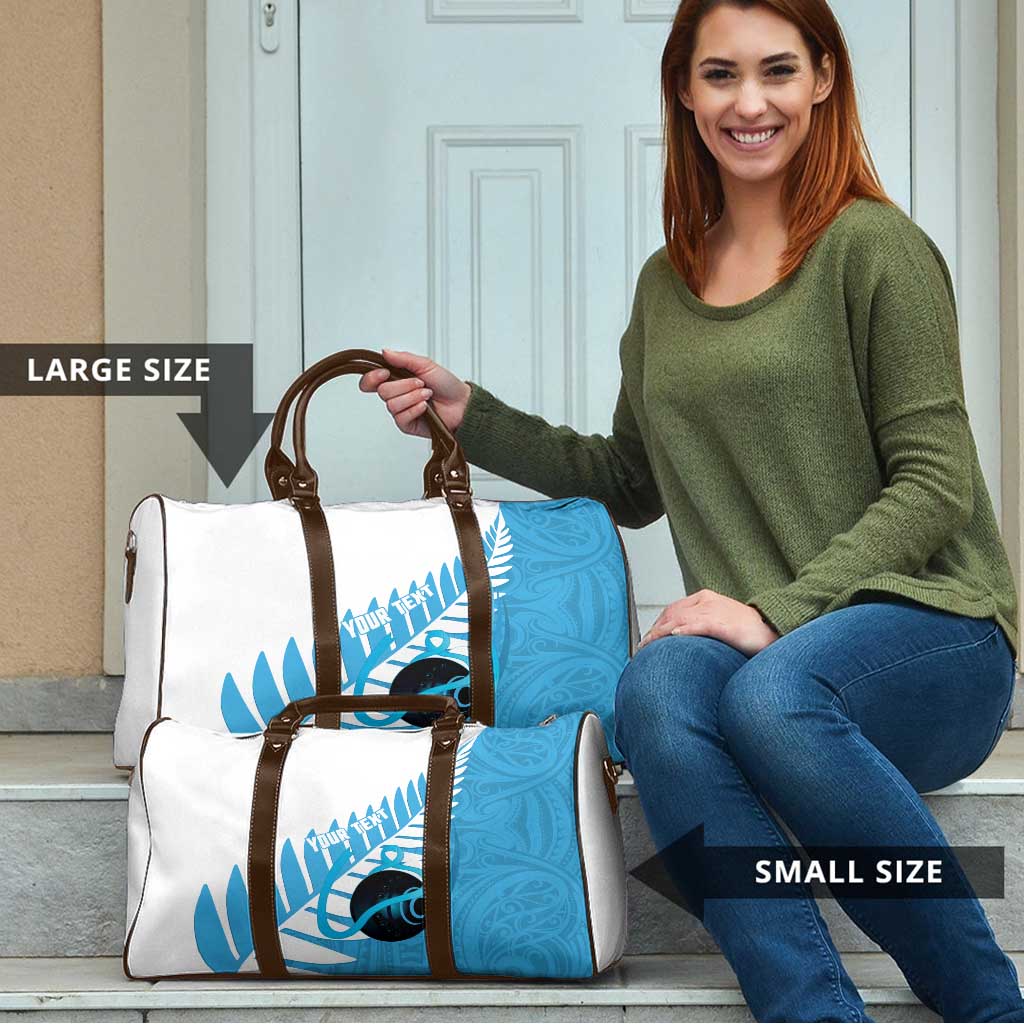 New Zealand Lawn Bowls Prostate Cancer Custom Travel Bag Aotearoa Maori Silver Fern Blue Ribbon - Aussie Hoodie