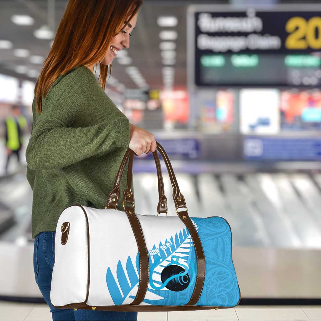 New Zealand Lawn Bowls Prostate Cancer Custom Travel Bag Aotearoa Maori Silver Fern Blue Ribbon - Aussie Hoodie