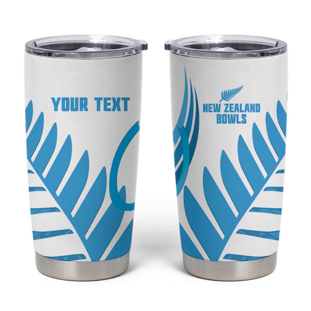 New Zealand Lawn Bowls Prostate Cancer Custom Tumbler Cup Aotearoa Maori Silver Fern Blue Ribbon - Aussie Hoodie