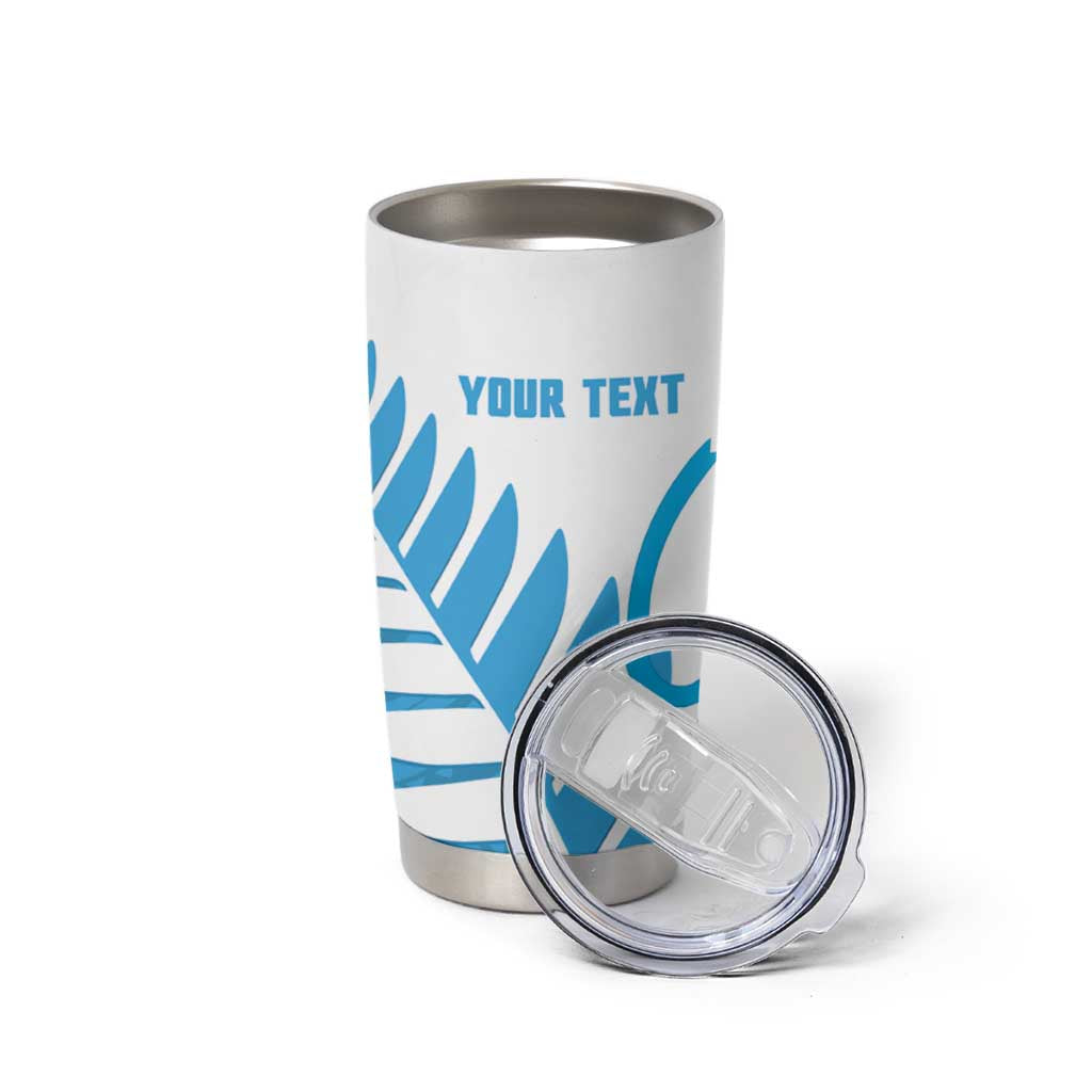 New Zealand Lawn Bowls Prostate Cancer Custom Tumbler Cup Aotearoa Maori Silver Fern Blue Ribbon - Aussie Hoodie