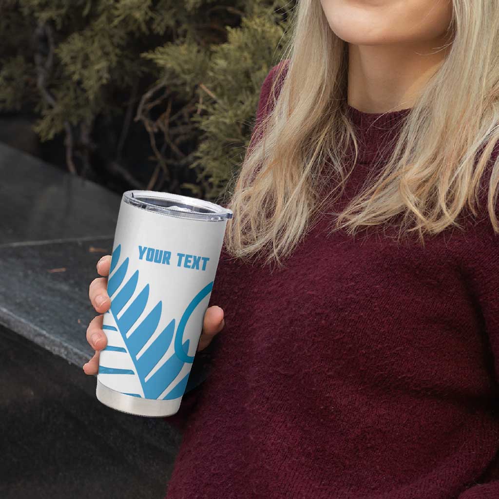 New Zealand Lawn Bowls Prostate Cancer Custom Tumbler Cup Aotearoa Maori Silver Fern Blue Ribbon - Aussie Hoodie