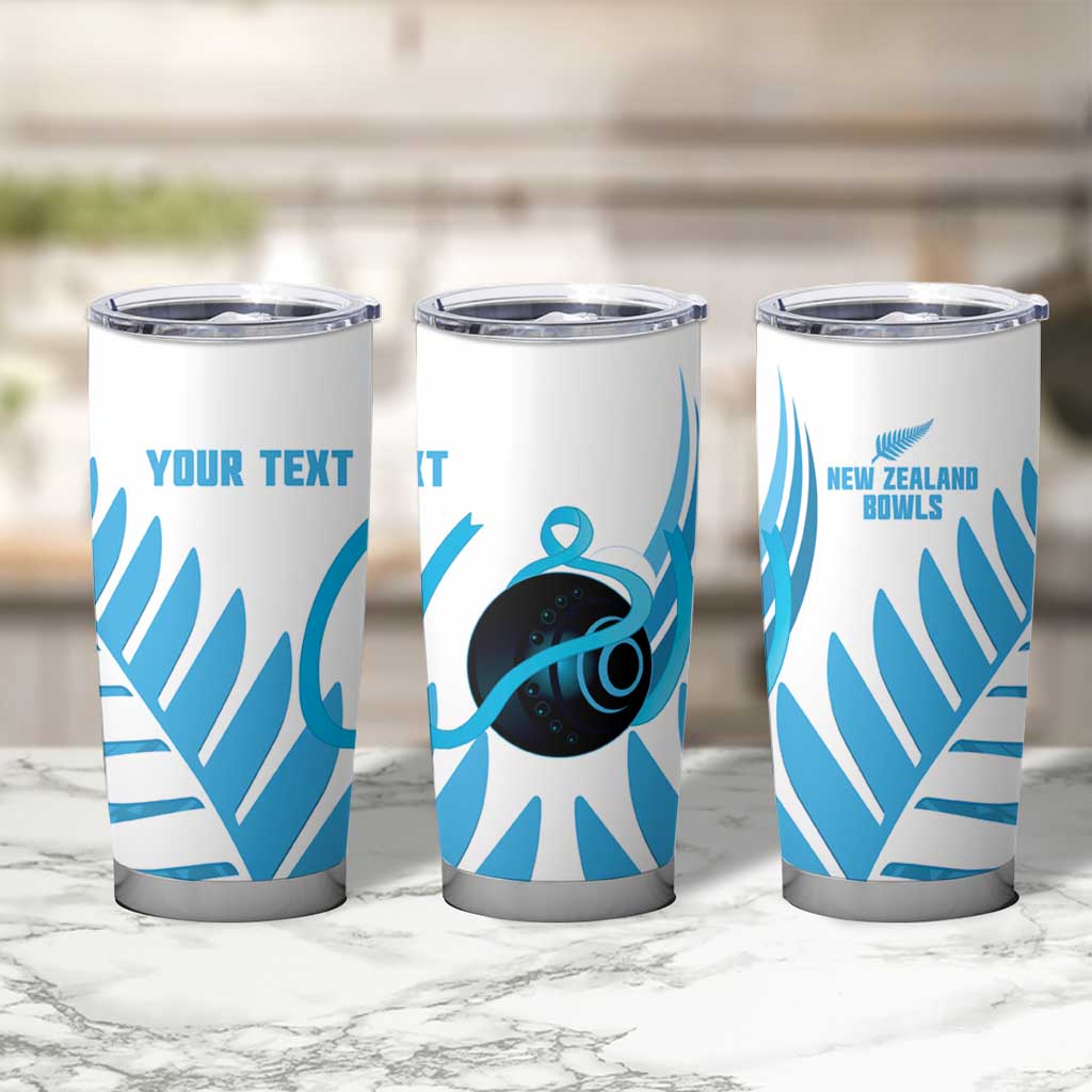 New Zealand Lawn Bowls Prostate Cancer Custom Tumbler Cup Aotearoa Maori Silver Fern Blue Ribbon - Aussie Hoodie