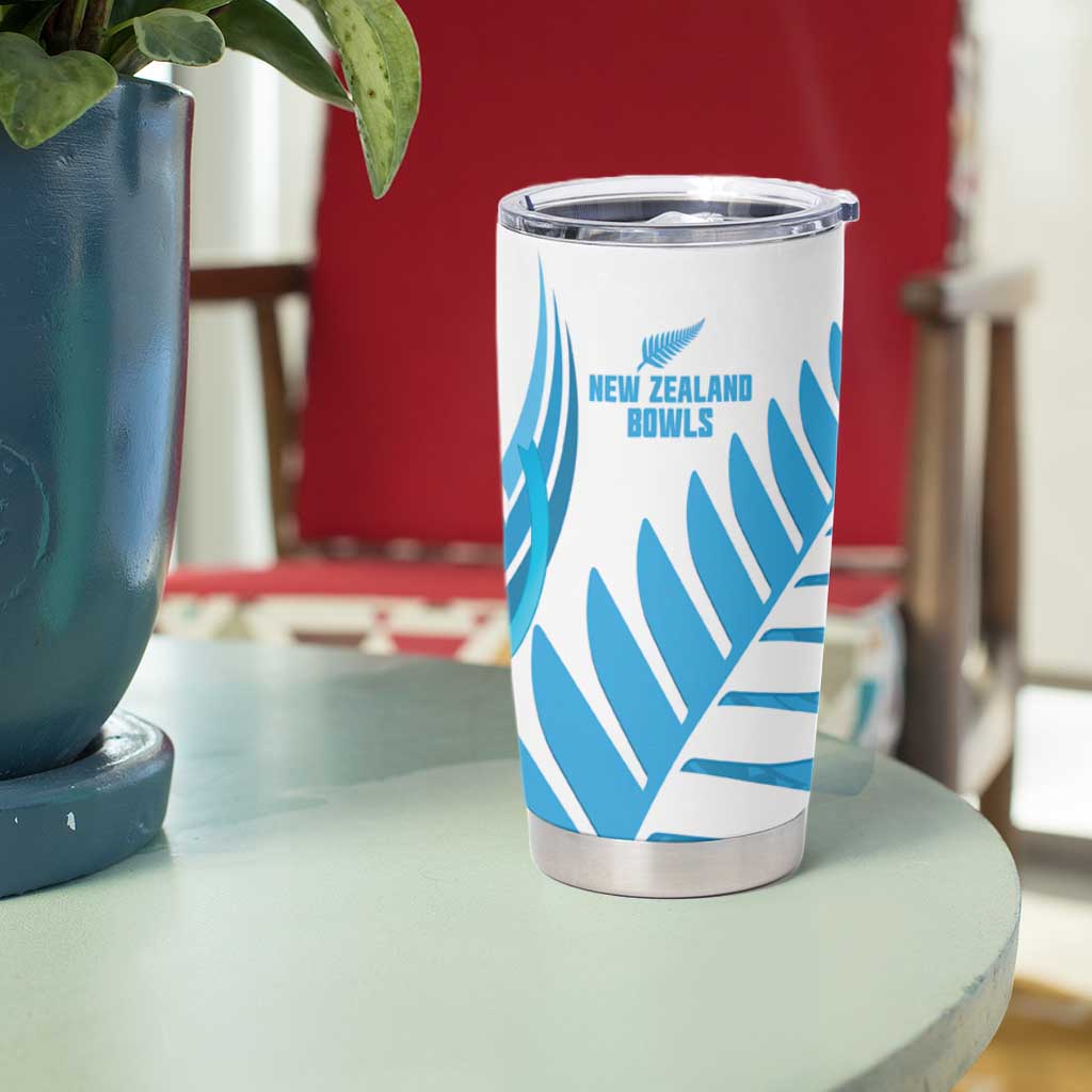 New Zealand Lawn Bowls Prostate Cancer Custom Tumbler Cup Aotearoa Maori Silver Fern Blue Ribbon - Aussie Hoodie